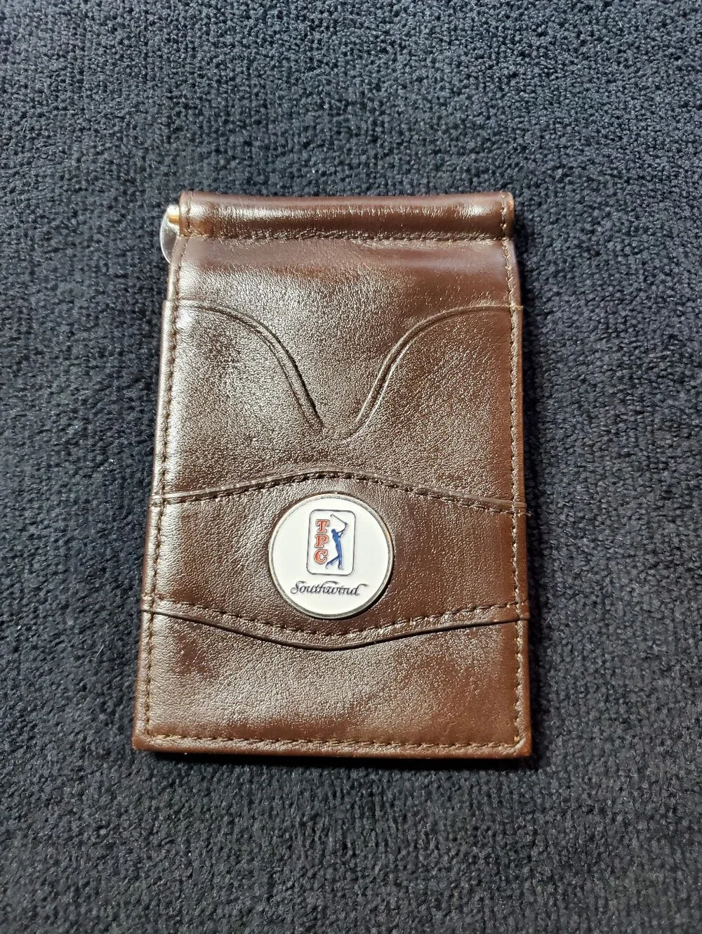 TPC Golf Genuine Leather Bifold Front Money Clip &  Card Holder Wallet